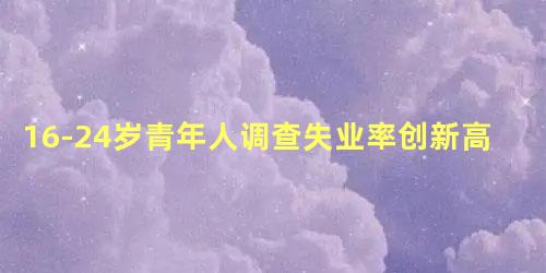16-24岁青年人调查失业率创新高