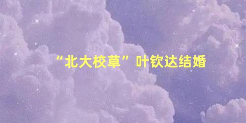 “北大校草”叶钦达结婚