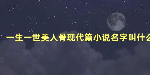 一生一世美人骨现代篇小说名字叫什么