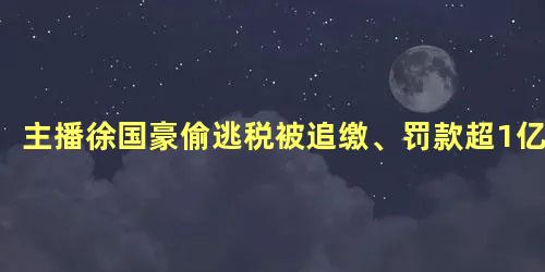 主播徐国豪偷逃税被追缴、罚款超1亿