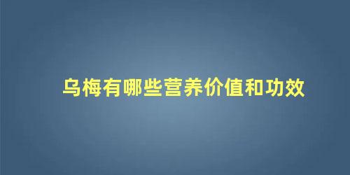 乌梅有哪些营养价值和功效