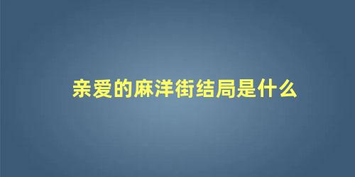 亲爱的麻洋街结局是什么