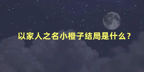 以家人之名小橙子结局是什么？