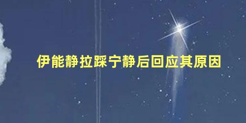 伊能静拉踩宁静后回应其原因