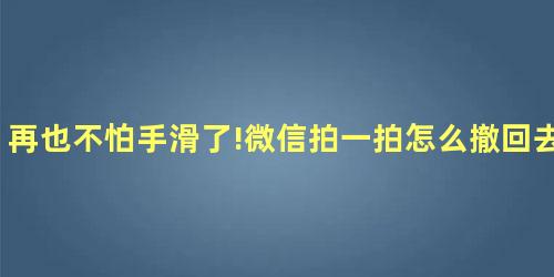 再也不怕手滑了!微信拍一拍怎么撤回去 再也不怕手滑了!微信拍一拍怎么撤回去