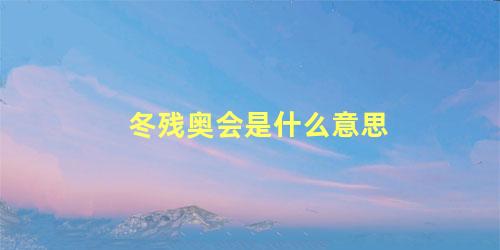冬残奥会是什么意思