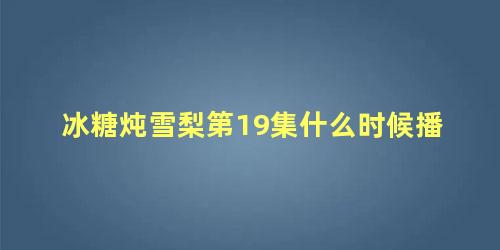 冰糖炖雪梨第19集什么时候播