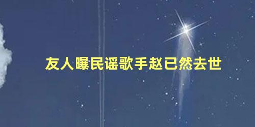 友人曝民谣歌手赵已然去世
