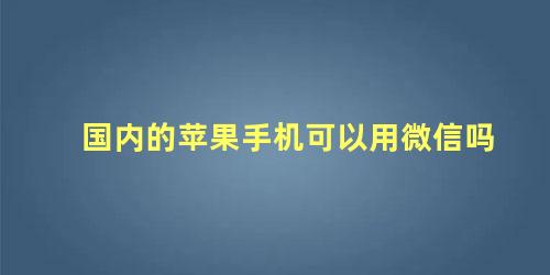 国内的苹果手机可以用微信吗