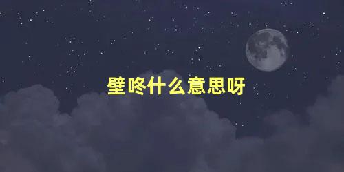 壁咚什么意思呀