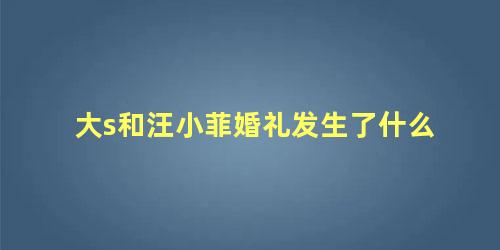 大s和汪小菲婚礼发生了什么