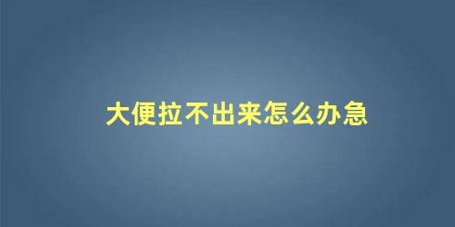 大便拉不出来怎么办急
