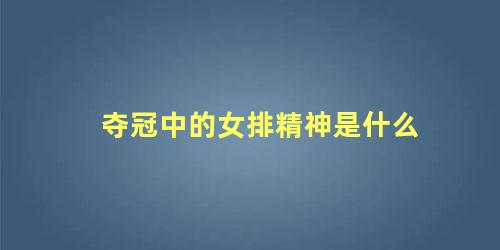 夺冠中的女排精神是什么