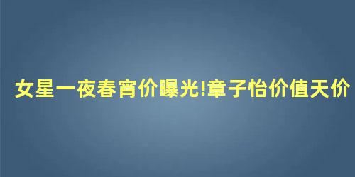 女星一夜春宵价曝光!章子怡价值天价 女星一夜春宵价曝光!章子怡价值天价