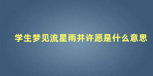 学生梦见流星雨并许愿是什么意思