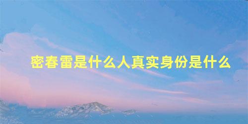 密春雷是什么人真实身份是什么