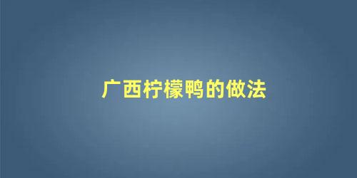 广西柠檬鸭的做法