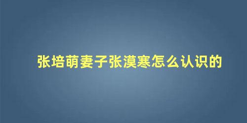 张培萌妻子张漠寒怎么认识的
