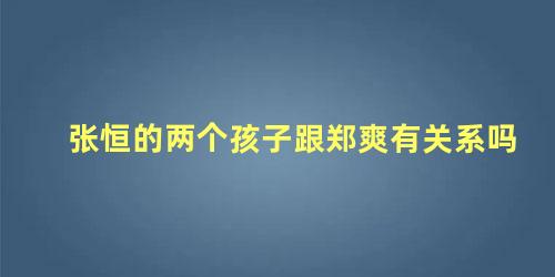 张恒的两个孩子跟郑爽有关系吗