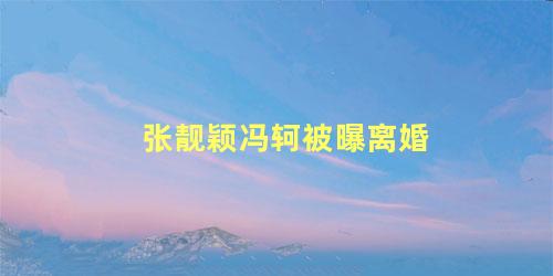 张靓颖冯轲被曝离婚