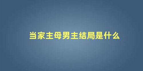 当家主母男主结局是什么