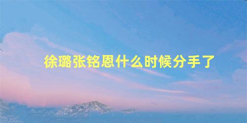 徐璐张铭恩什么时候分手了