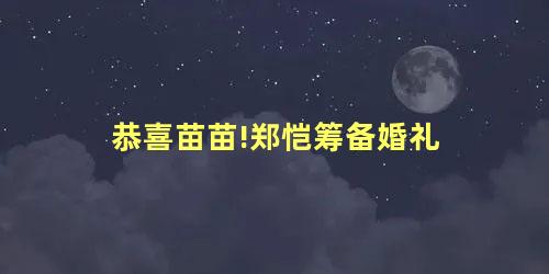 恭喜苗苗!郑恺筹备婚礼 恭喜苗苗!郑恺筹备婚礼
