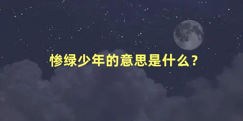 惨绿少年的意思是什么？
