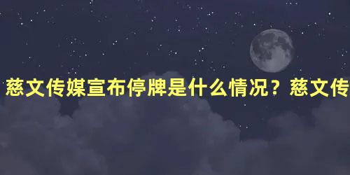 慈文传媒宣布停牌是什么情况？慈文传媒都拍了什么电视剧？