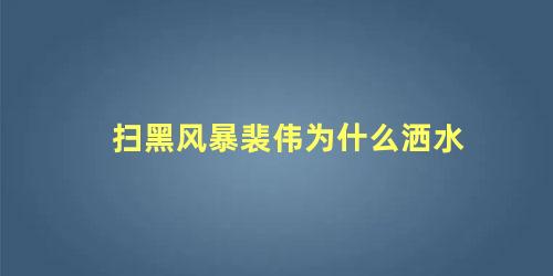 扫黑风暴裴伟为什么洒水