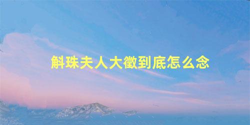 斛珠夫人大徵到底怎么念