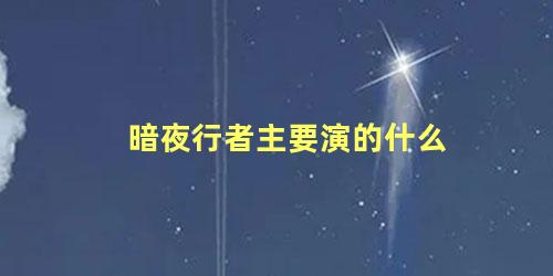暗夜行者主要演的什么