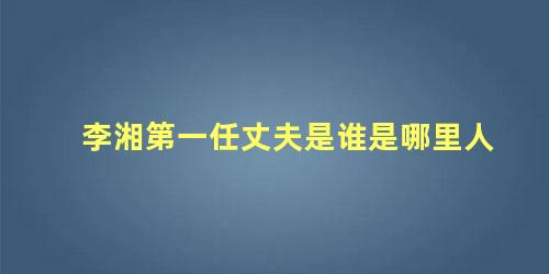 李湘第一任丈夫是谁是哪里人