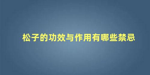 松子的功效与作用有哪些禁忌