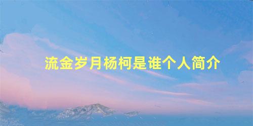 流金岁月杨柯是谁个人简介