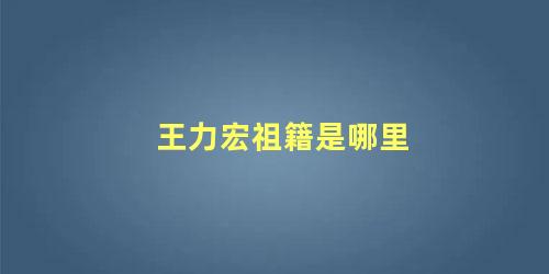 王力宏祖籍是哪里