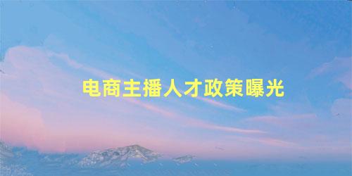 电商主播人才政策曝光