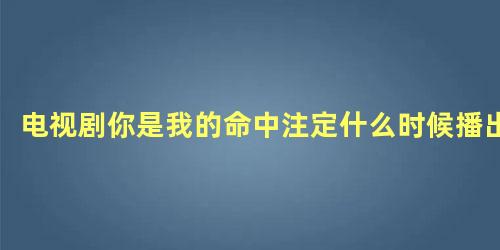电视剧你是我的命中注定什么时候播出