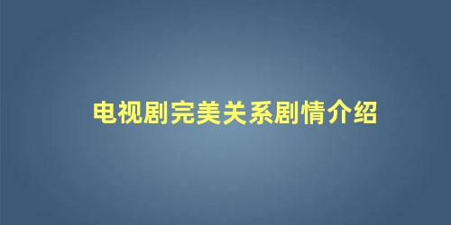 电视剧完美关系剧情介绍