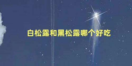 白松露和黑松露哪个好吃