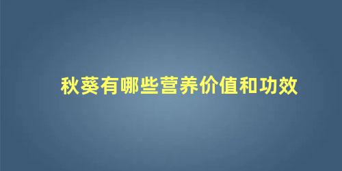 秋葵有哪些营养价值和功效