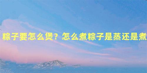 粽子要怎么煲？怎么煮粽子是蒸还是煮？