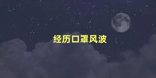 经历口罩风波