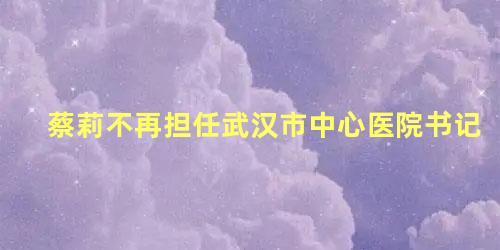 蔡莉不再担任武汉市中心医院书记