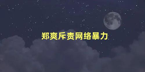 郑爽斥责网络暴力