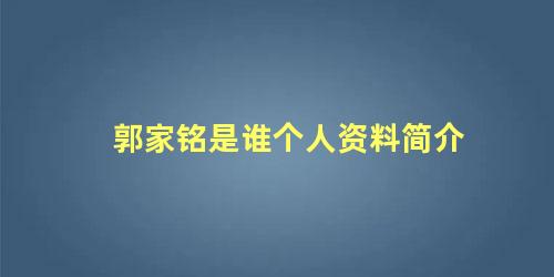 郭家铭是谁个人资料简介
