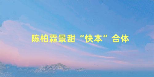 陈柏霖景甜“快本”合体