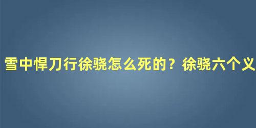 雪中悍刀行徐骁怎么死的？徐骁六个义子结局是什么