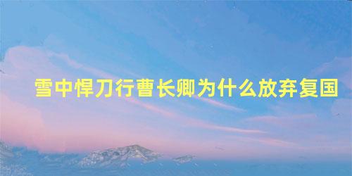 雪中悍刀行曹长卿为什么放弃复国