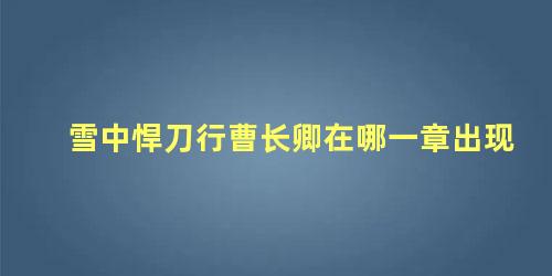 雪中悍刀行曹长卿在哪一章出现